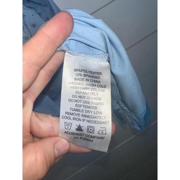 FootJoy FJ Golf Shirt Light Blue Patterned Embroidered Logo Polo Mens Size M - Picture 7 of 10